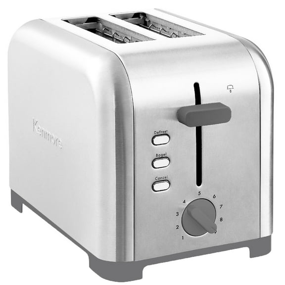Kenmore 2-Slice Toaster Stainless Steel Wide Slot Bagel & Defrost Functions High-Lift Lever 9 Shade Settings
