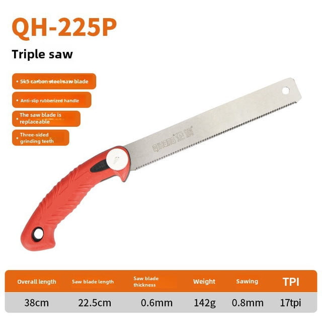 Wholesale Japanese-Style Double-Sided Hand Saw with SK-5 Frame, Triple Teeth Design for Efficient Woodworking & Hardware Projects - Compact, Portable, Easy-to-Use 225P Carpentry Saw by Qihong, Ideal