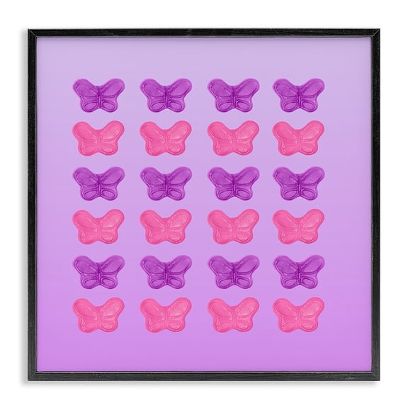 Stupell Industries Modern Purple & Pink Butterfly Candies Black Framed Giclee Art, 12 x 12, by LISH Creative