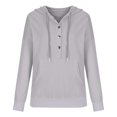 thumbnail image 5 of Womens 2026 Hooded Button Collar Drawstring Hoodies Pullover Sweatshirts Casual Long Sleeve Tops Loose Shirts, 5 of 8