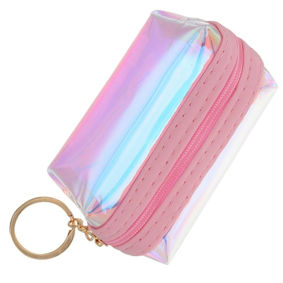 Hemoton Mini Coin Purse Keychain Transparent Wallet Keyring Iridescent Key Holder Small Coin Purse Keychain Clear Wallet Keyrings for Women Use
