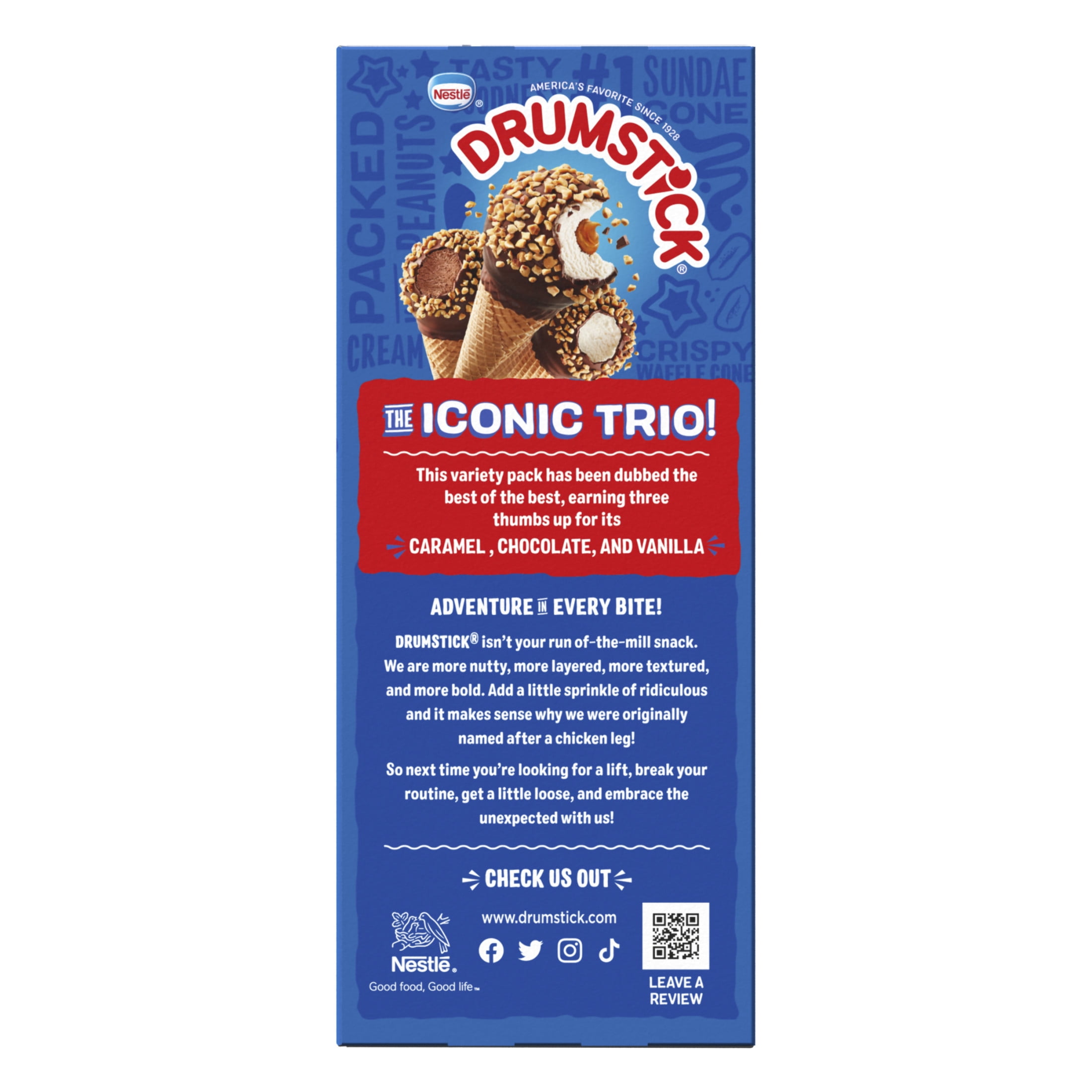 Drumstick Ice Cream Cones Variety Pack, Chocolate and Vanilla Sundae, Kosher, 8 Count