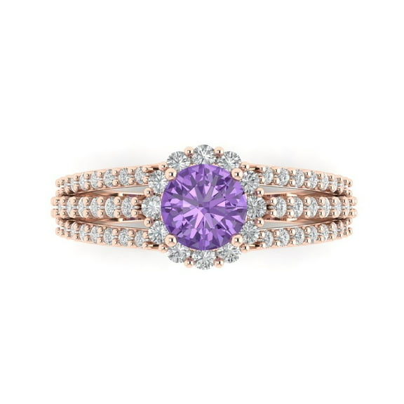 Clara Pucci 14K Rose Gold 1.83ct Alexandrite Halo Ring for Women