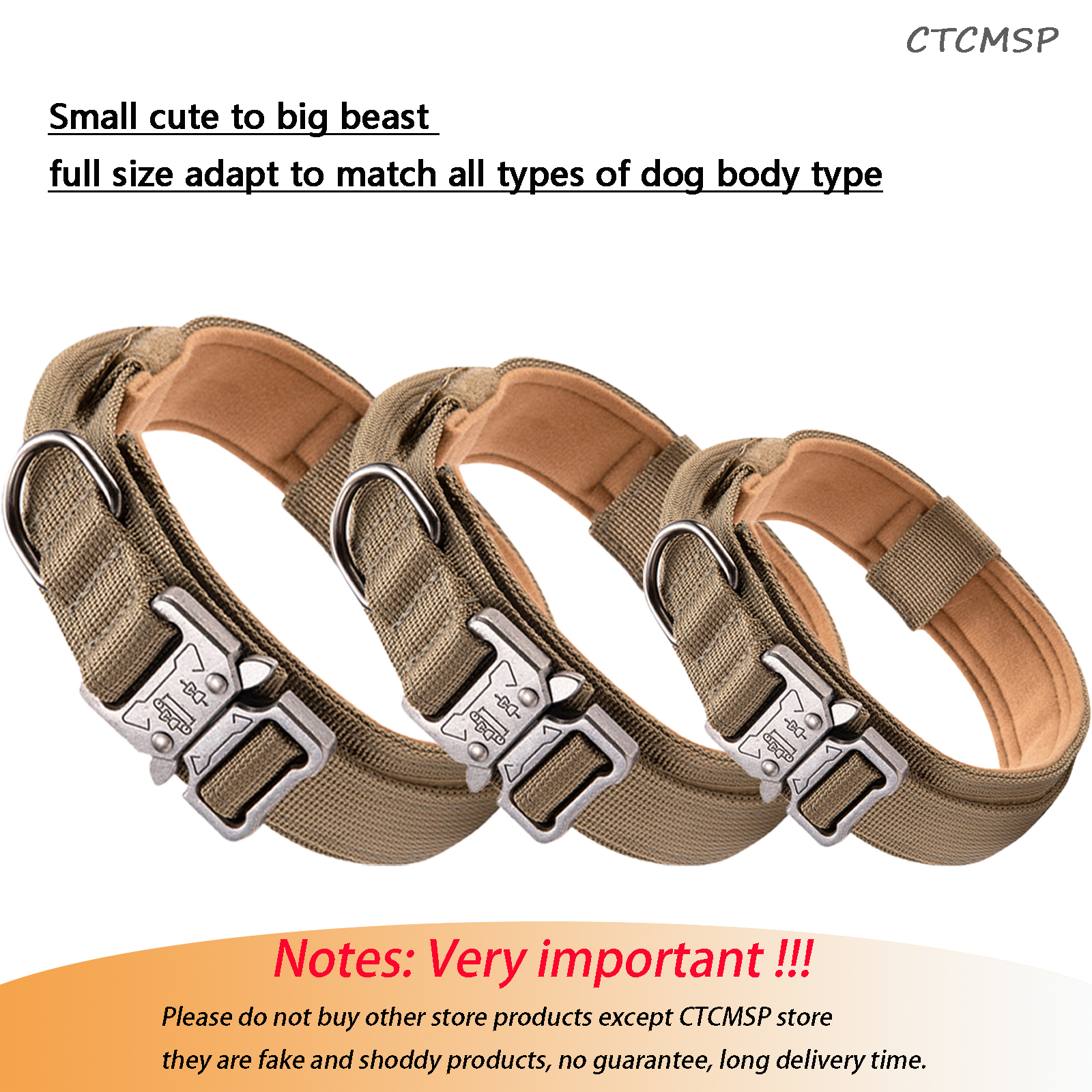 CTCMSP Adjustable Training Dog Collar with Metal Buckle photo 4