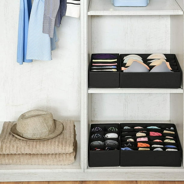 4 Pack Foldable Drawer Organizers, Sock and Underwear Drawer