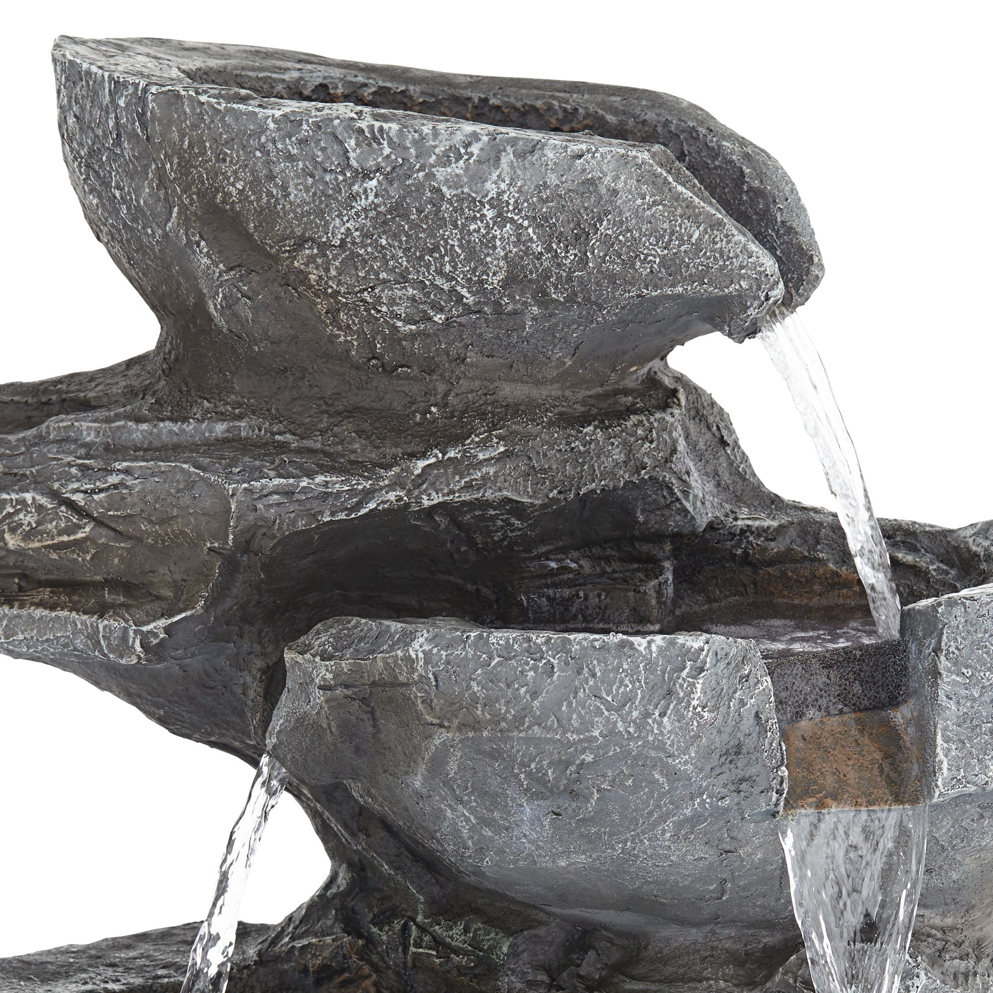 Five Bowl 40 1/2" High Large Zen Modern Indoor Outdoor Decor Gray Resin Floor Fountain with Light LED Garden
