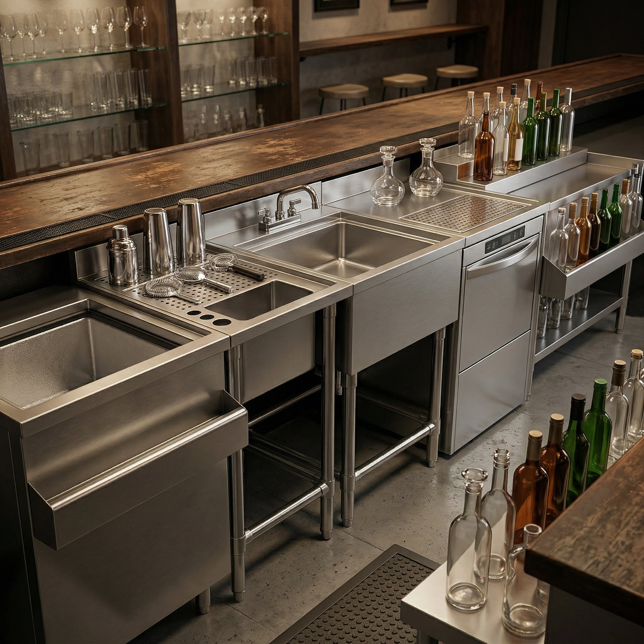 AmGood Commercial Underbar Hand Sink 22.5 in. x 18 in. x 30 in. Stainless Steel with Backsplash Faucet Included NSF, Single Bowl Bar Prep Sink