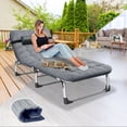 thumbnail image 1 of Lilypelle Upgraded Folding Lounge Chaise 11 inch High 4-Position Adjustable Patio Lounge Chair Beach Pool Chaise, 1 of 7