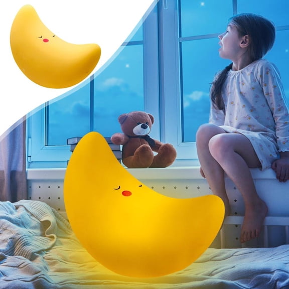 Outoloxit Moon Night Light for Children with Soft Warm Glow, Battery Powered Bedroom Lamp for Kids Sleep, Ideal Gift for Boys Girls and Adults
