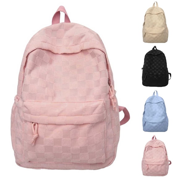 TGPMGRZ Cute Plaid Backpack for Women â Large Capacity Daypack Bookbag Shoulder Bag (Khaki)
