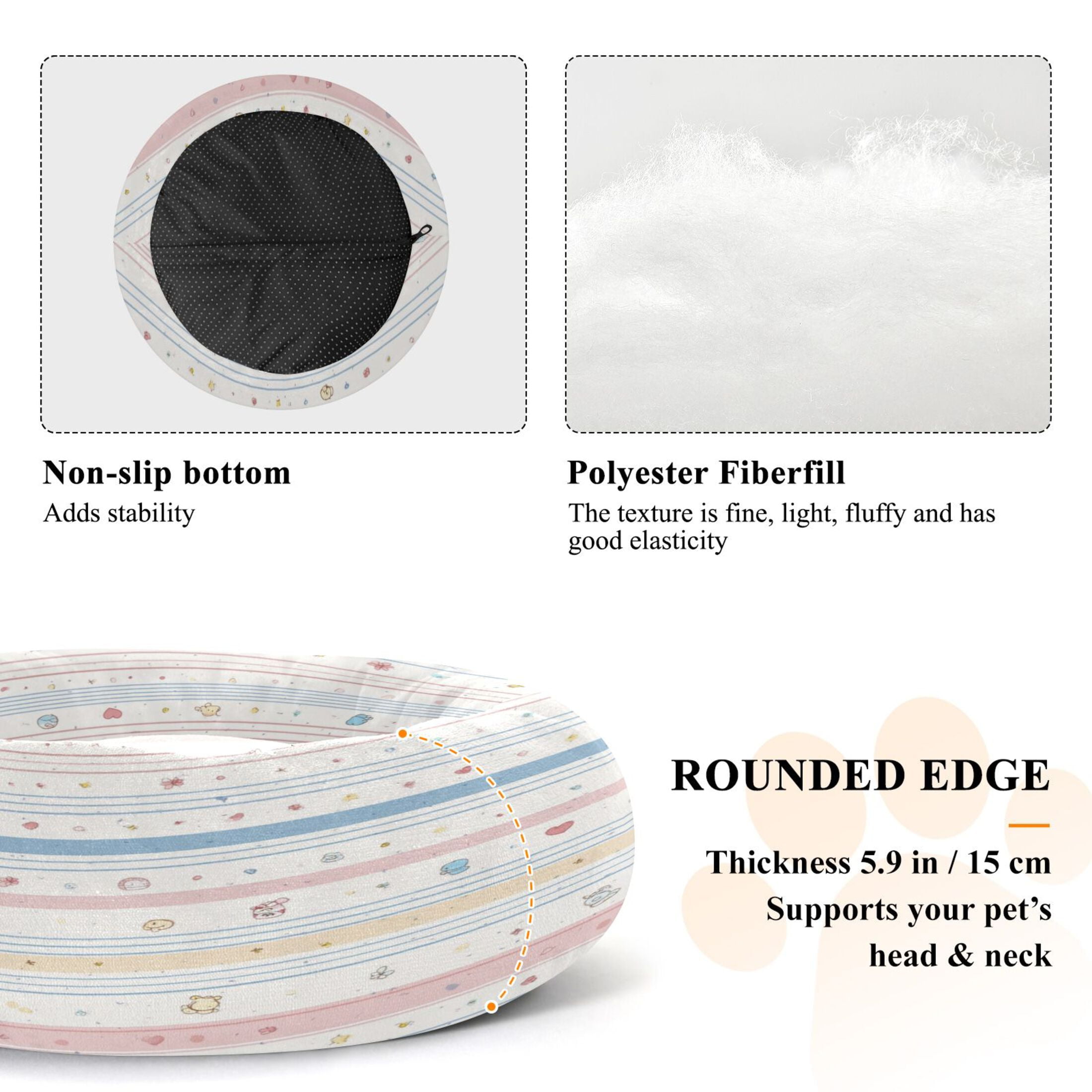 Iauyy Pet Couch Donut Cat Bed for Indoor Cats/Small Dogs Washable & Machine with Non-slip Bottom Calming Cat Furniture, Retro Stripes (S)