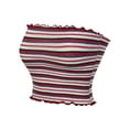 thumbnail image 3 of MixMatchy Women's Cute Stripe Printed Ruffled Edge Crop Tube Top, 3 of 4