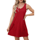 thumbnail image 1 of Vestidos de Mujer Sin Mangas con Cuello en V y Bolsillos, Color Rojo M, 1 of 5