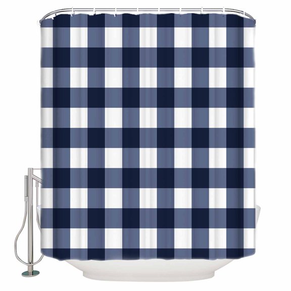 60x72 Inch Shower Curtains for Bathroom Blue Plaid Fabric Bath Curtain Decor Modern Simple Gradient Buffalo Checked Waterproof Restroom Curtains Shower Set Accessories with 12 Hooks 60 Inch