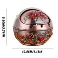 thumbnail image 5 of TENIRO Vintage Decorative Windproof Ashtray with Lid for Cigarettes Metal Portable Cigar Ashtray Odor Eliminator Indoor Outdoor Hand Carved Gift Ornament for Men Women Home Office, 5 of 8