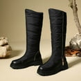 thumbnail image 3 of Winter Knee High Boots Women Fashion Zipper Furry Lined Warm Tall Snow Boots Round Toe Chunky Lug Sole Low Heel Dress Booties, 3 of 6