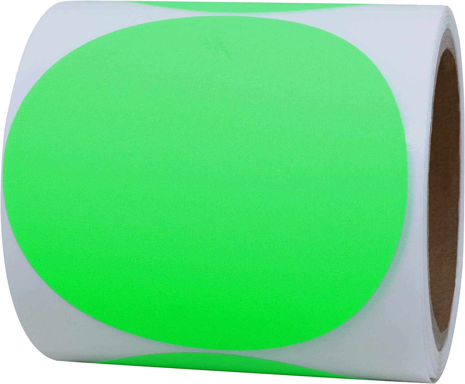 Fluorescent Green Labels 4 inch Round Color Coding Dots Stickers 100