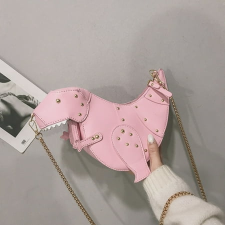 Women Cartoon Dinosaur Shoulder Bag Rivet PU Leather Crossbody Bags (Pink)  | Walmart Canada