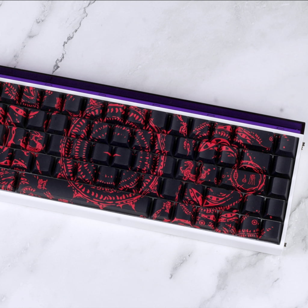 Side Printed Keycaps Intricate Pattern Theme for 60% 68% Mechanical Keyboards Heat Sublimation Printing