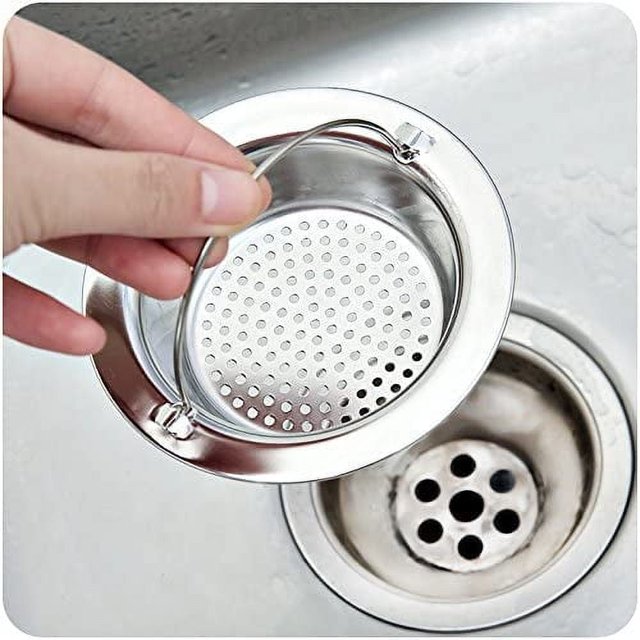 Colador de fregadero para la mayoría de los desagües de cocina - 2 piezas. Colador de fregadero de cocina de acero inoxidable alemán, diámetro de 4,5 pulgadas, borde ancho, perfecto para la mayoría