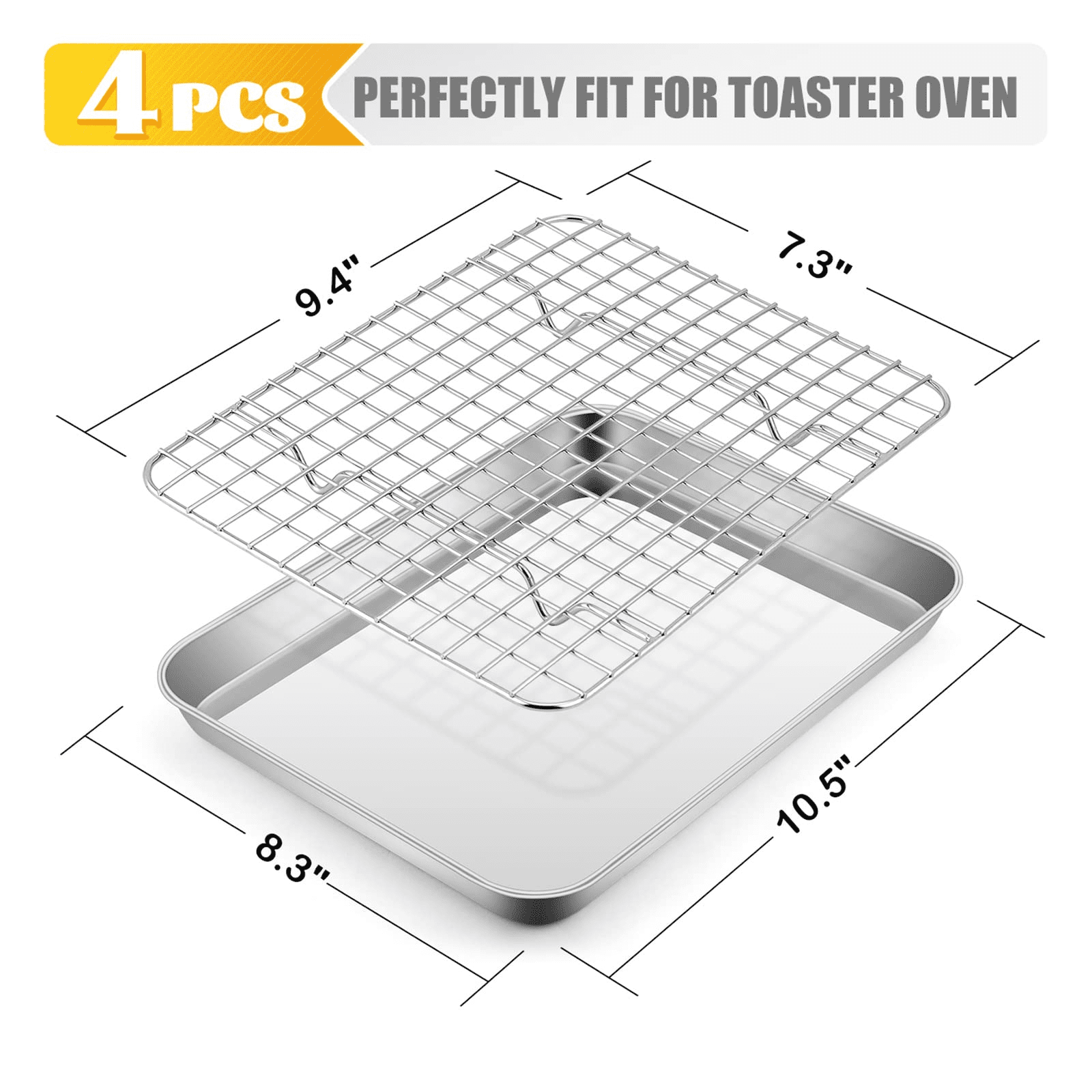 Stainless Steel Baking Sheet with Rack Set, E-far 16”x12” Cookie Sheet Pan  for Oven, Rimmed Metal Tray with Wire Cooling Rack for Cooking Roasting  Resting Bacon Meat Steak - Dishwasher Safe 