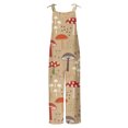thumbnail image 5 of QATAINLAV Women's Casual Adjustable Strap Jumpsuits with Pockets Summer Lightweight Linen Bib Overalls Mushroom Print Hippie Romper Wide Leg One Piece Pants Mothers Day Gifts Brown XXL, 5 of 6