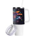 thumbnail image 2 of GZHJMY Doodle Colorful Flower Pattern Stainless Steel Vacuum Insulated Mug, Insulated Straw Mug with Handle, Reusable Insulated Travel Mug, 2 of 7