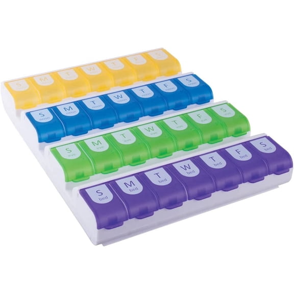 Ezy Dose Easy Fill Medtime Organizer 7-Day Multi-Dose Pill Reminder, 67706, 1 Ea