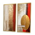 thumbnail image 3 of Designart "Lunar Redemption Abstract in Gold and Red I" Abstract Painting Framed Wall Art Set Of 2 - Modern Gold Framed Canvas Set For Living Room Decor, 3 of 6