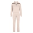 thumbnail image 4 of Clearance-Sale Two Piece Sets for Women Casual Womens Fall Fashion 2023 Solid Color Long Sleeve Workout Tops Deep Open Zipper Collar Sweatshirt Full Length Drawstring Comfy Sweatpants（Beige,2XL）, 4 of 9