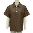 thumbnail image 4 of Annhoo Dressy Shirts for Men Casual Solid Color Pullover Collared with Button Short Sleeve Tops Golf Clothes, 4 of 4