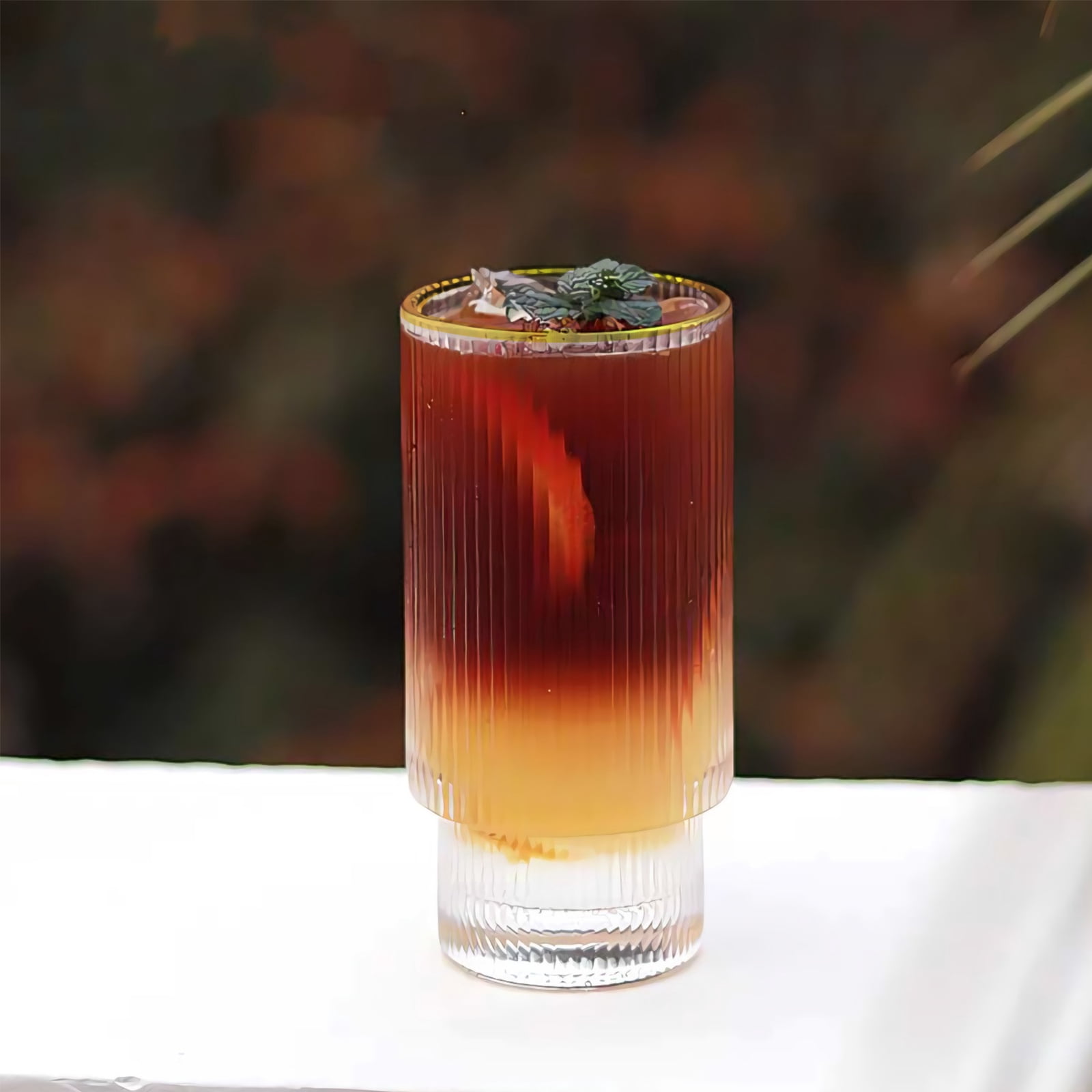 TINANA Glass Cups: 12oz Drinking Glasses Set of 6, Cocktail Glasses, Vintage Glassware, Whiskey Glasses, Coffee Bar Accessories, Iced Coffee Cups for Cute Gifts