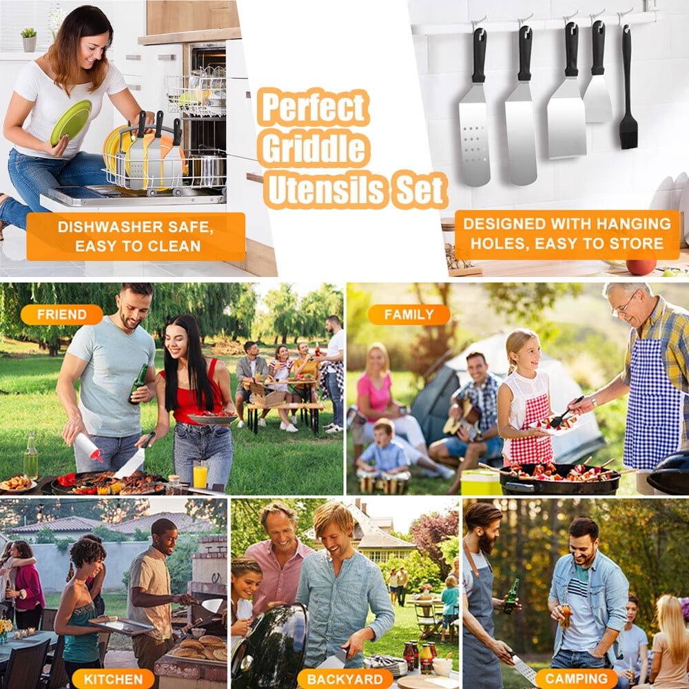 Griddle Accessories for Blackstone, Upgraded 401&402 Extra-Thick Stainless Steel BBQ Grill Tool Gift Set for Blackstone and Camp Chef-13 Pcs
