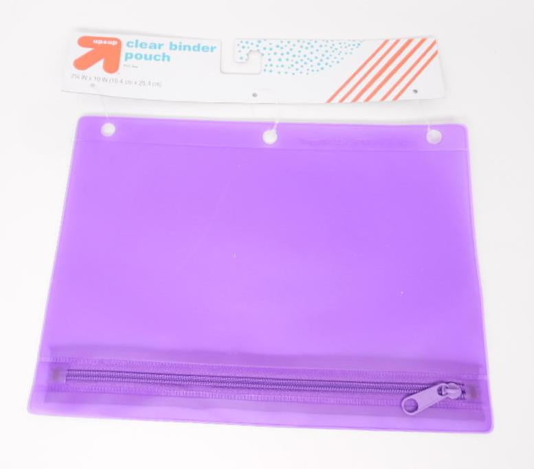 Up&Up Pencil Pouch Clear 3-Hole Binder Pouch w/ Zipper - Purple