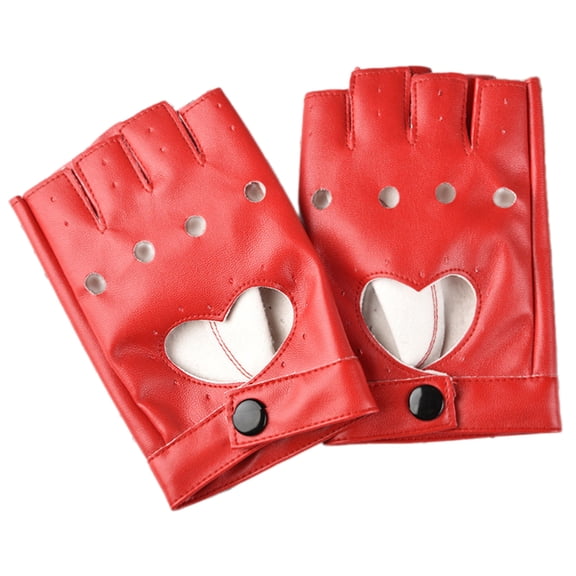 Stylish Fingerless Motorcycle Gloves Reinforced PU Leather Punk Fashion Design Stage Performances