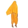 thumbnail image 4 of TiaoBug Women India Belly Dance Costume Lanterns Sleeves Top Pants Hip Scarf Head Scarf 4Pcs Yellow One Size, 4 of 6