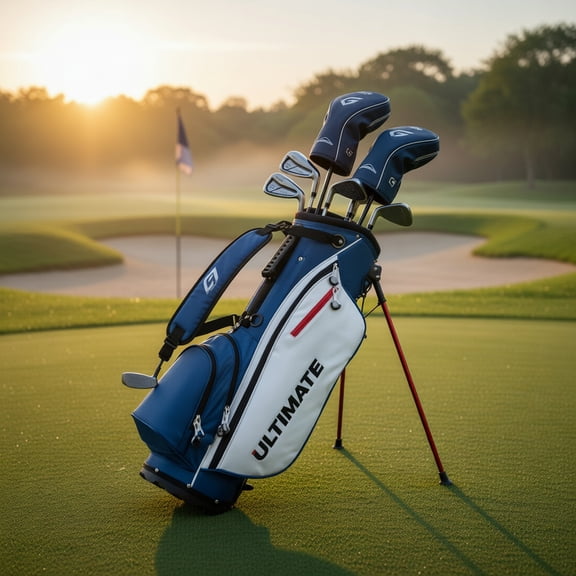 Topcobe Men's Complete Golf Club Package Set Includes 10 Pieces, Ideal for Golf Lovers, Blue