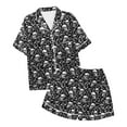 thumbnail image 3 of Halloween Pajamas Women Skeleton Printed 2 Pc Short Sleeve Pocket Button Down Lapel Shirts Loose Shorts Casual Sleepwear Nightwear Silk Comfy Loungewear Sets Woman Multicolour S, 3 of 3