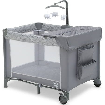 Little Folks by Delta Children LX Deluxe Play Yard with Removable Bassinet and Changing Table by Delta Children, Square Root, Unisex