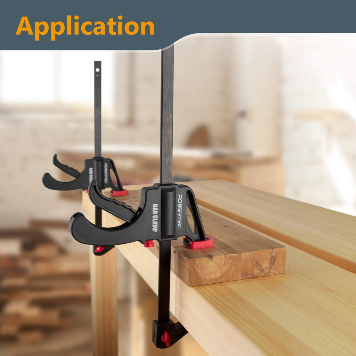 POWERTEC 24" and 36" Bar Clamps with Spreader, Trigger Clamps for Woodworking, One-Handed Carpenter Quick Clamp Sets for Gluing, Wood Clamps for Woodworking Tools, 4PK  (71788)