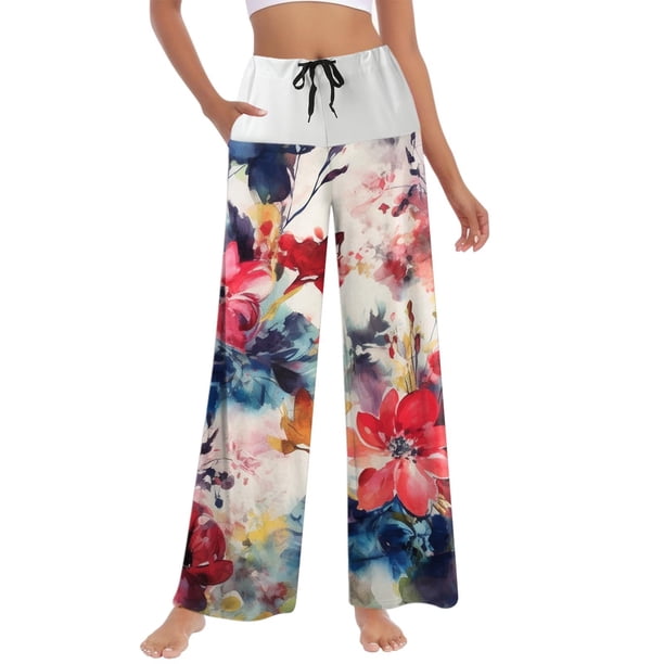 WILLBEST Pantalones Casuales Ligeros y Largos Tipo Harén para Mujer, Estilo Bohemio, para Playa, Holgados, de Verano, con Bolsillos y Pierna Recta. Extra Grande