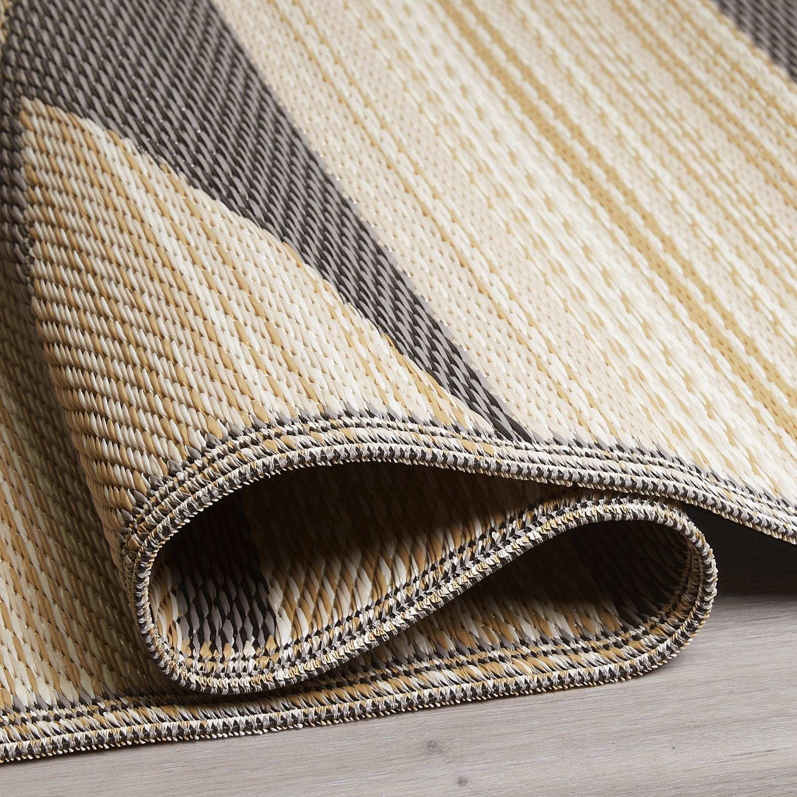 Fab Habitat Outdoor Rug - Waterproof, Fade Resistant, Crease-Free - Premium Recycled Plastic - Neutral Geometric Tribal - Patio, Porch, Deck, Balcony - Cairo - Natural & Black - 5 x 8 ft