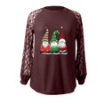 thumbnail image 5 of Pntutb Mujer Impreso Camiseta Suelta Encaje Manga Larga Blusa Cuello Redondo Casual tops Pntutb Pntutb-1756, 5 of 5