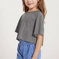thumbnail image 5 of LADIGASU Girls' Short Sleeved Crop Top Children's able Round Neck Short Sports T-shirt Medium And Large Children's Loose T-shirt, 5 of 9