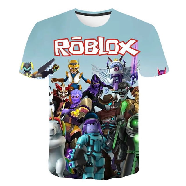 ROBLOX-Camiseta de manga corta para niños, ropa de verano de algodón para niños, camiseta informal de dibujos animados, sudadera para niños y niñas