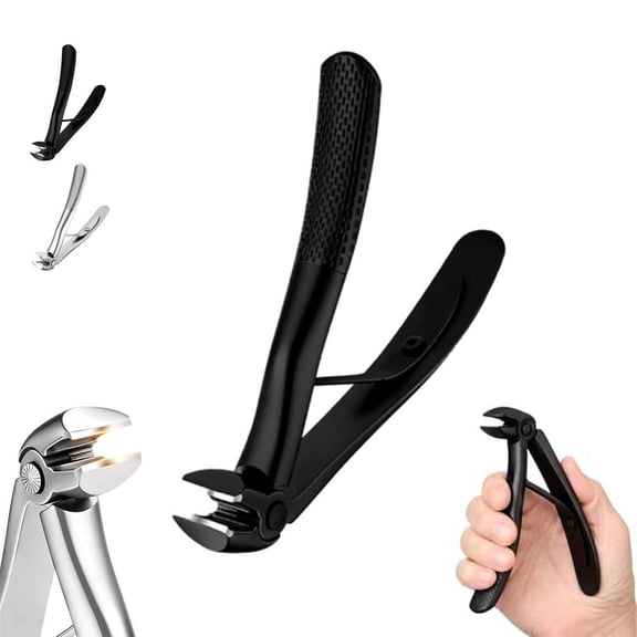 Nail Clipper, Extended Long Handle Angled Toenail Clippers, Curved Head Heavy Duty Nail Cutter with Wide Jaw Opening & Anti-Slip Grip, Ergonomic Design for Seniors & Thick Nails(Black)
