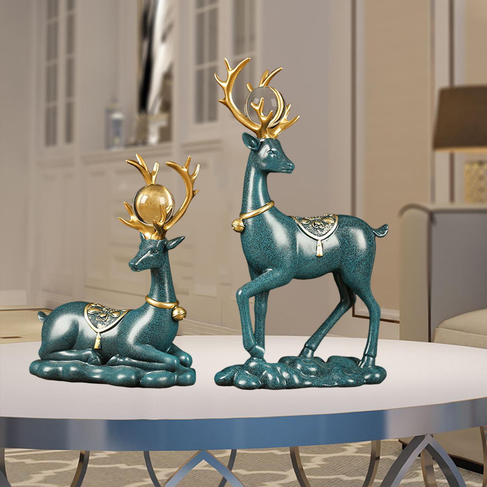 Christmas Reindeer Figurines, 2pcs Nordic Style Origami Elk  Resin Sitting Standing Deer Statues for Ornaments Living Room TV / Wine  Cabinet Gifts Home Office Décor (White), Cny220514 : Home & Kitchen
