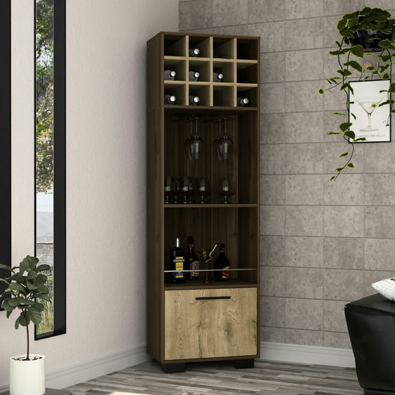 Corner Bar Cabinet: A Stylish Addition With Eight Wine Rack Slots And Shelves Cabinet - Modern Design 16.5''h X 20.5''w