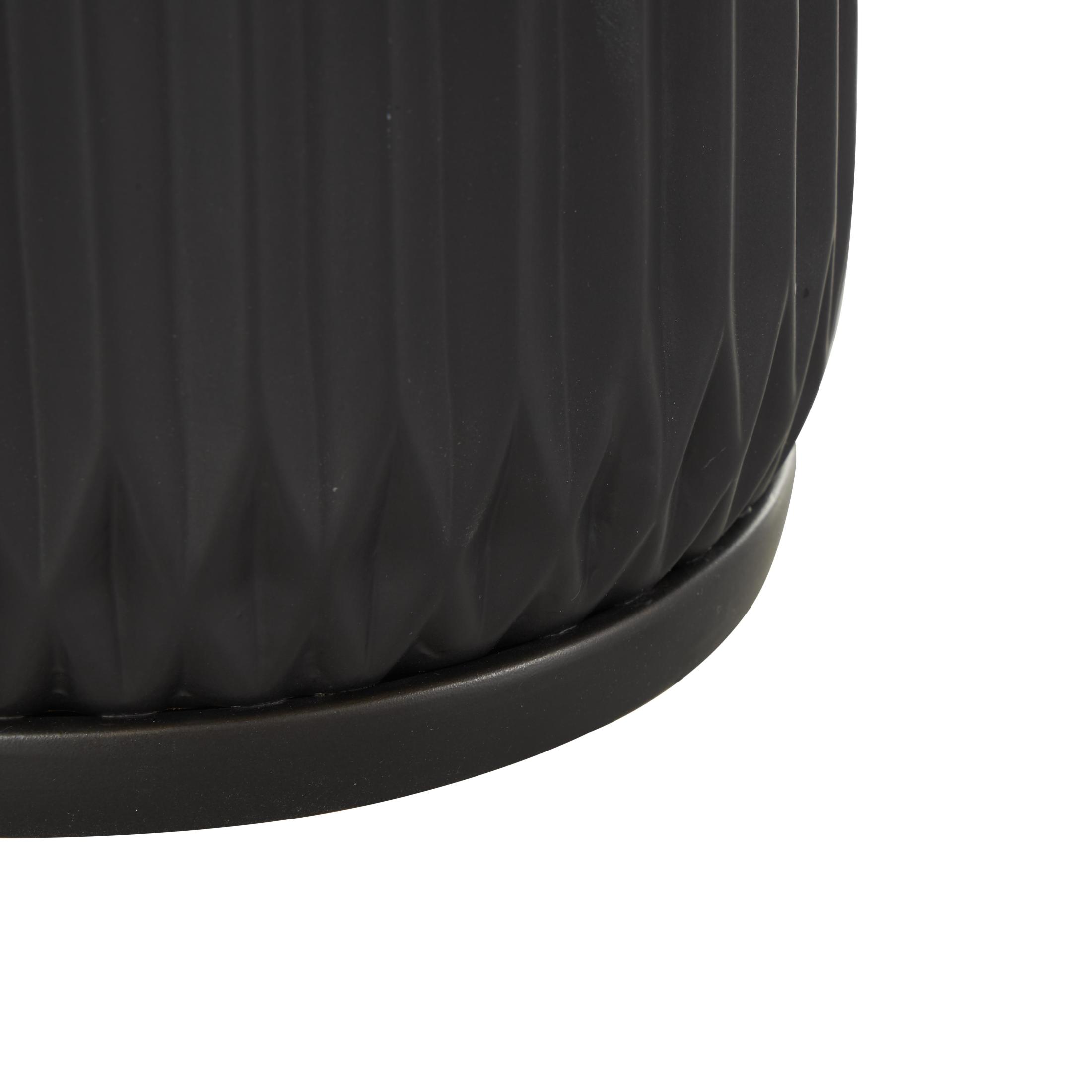 DecMode 8",7",5"H Ribbed Black Ceramic Planter with Attached Saucer (3 Count)