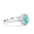 thumbnail image 2 of Halo Art Deco Oval Ring Paraiba Tourmaline CZ 925 Sterling Silver Size 6, 2 of 6